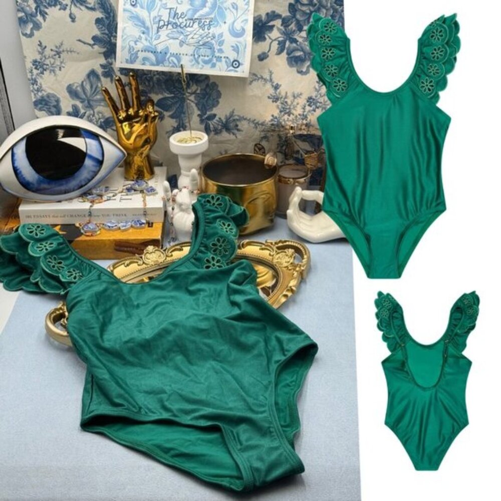 🆕 ZIMMERMANN KIDS 🧿 NWT Ottie Embroidered 1PC, Green - Sz 8 Y
